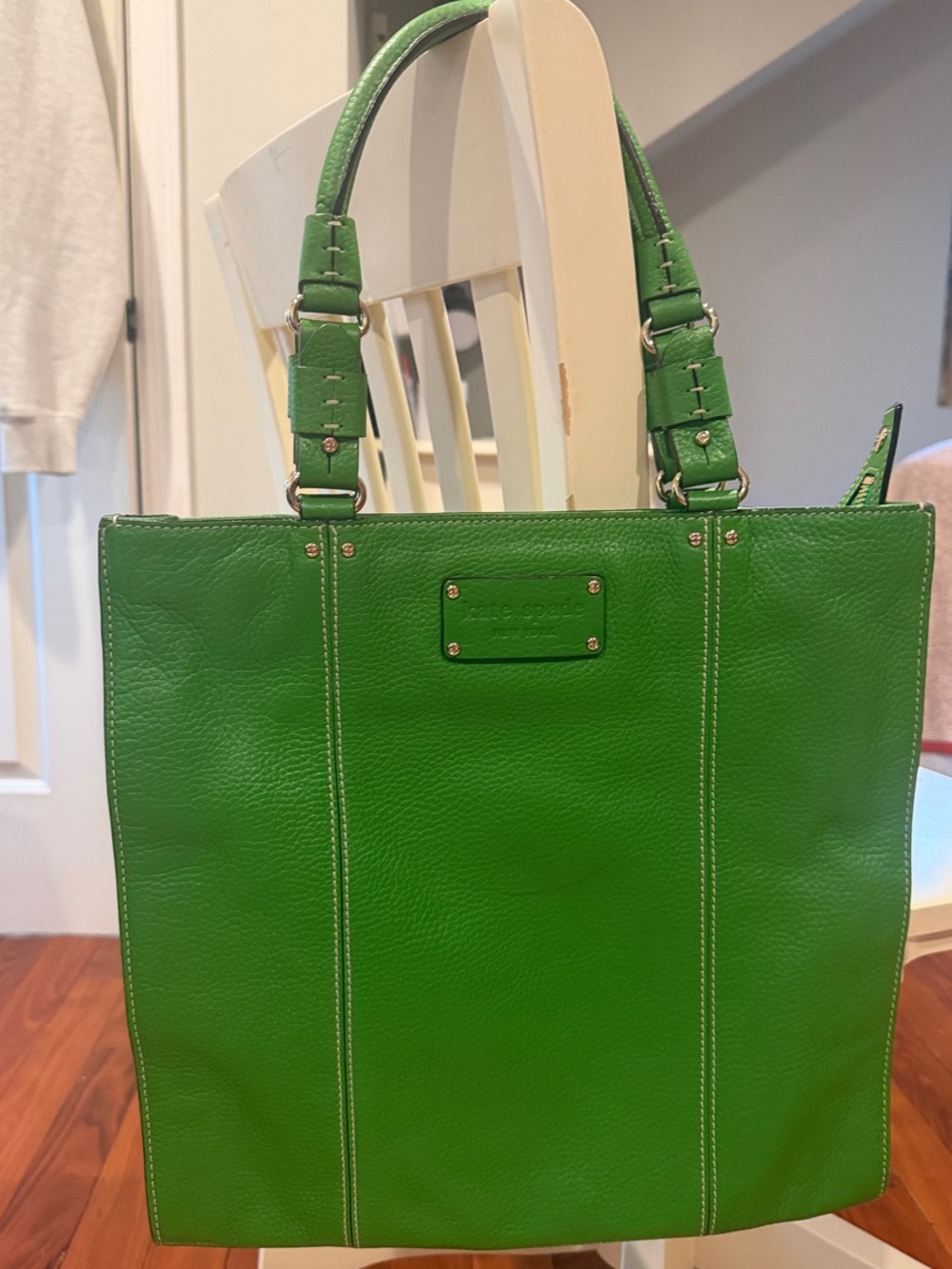 Kate Spade Vintage Pebbled Leather Tote / Shoulder Bag - Kelly Green